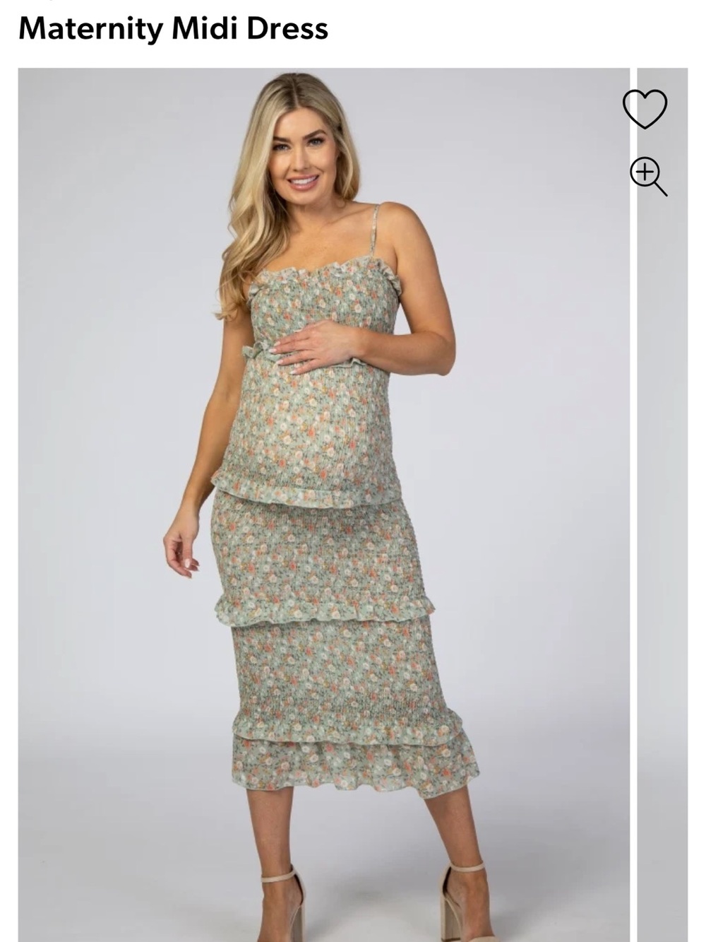 Pinkblush Sage Green Floral Maternity Midi Dress
